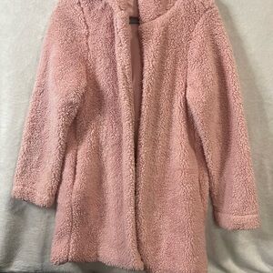 Chic Pink Hooded Sherpa Teddy Jacket